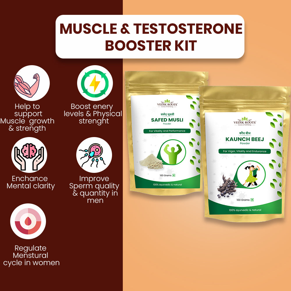  Muscle & testosterone booster kit-Safed Musli and Kaunch Beej 