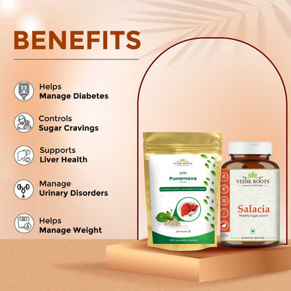 Salacia Capsules and Punarnava Powder Combo Pack