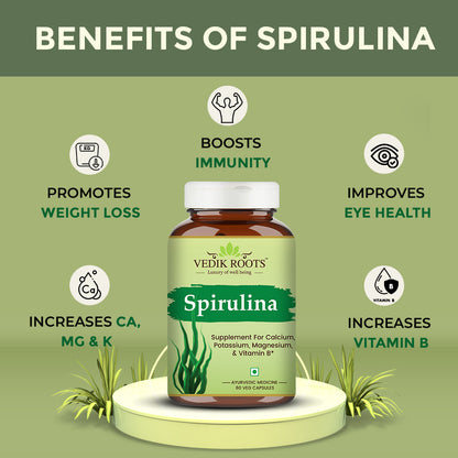 Spirulina Capsules - Immunity Booster | Increase Vitamin B levels | Anti- Cancer Properties