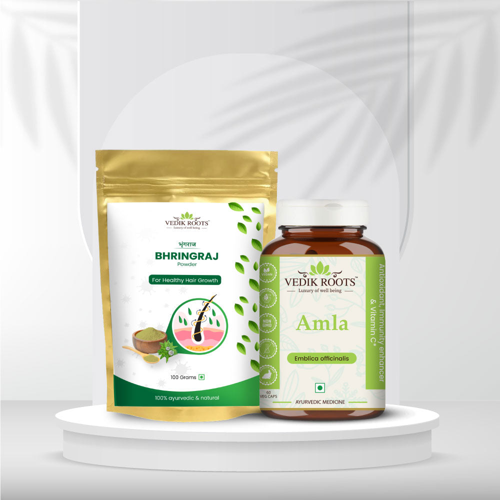 Hair Nourishment Kit Bhringraj Powder 100 gm + 60 Amla Capsules