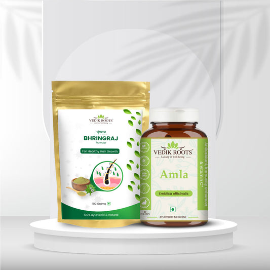 Hair Nourishment Kit Bhringraj Powder 100 gm + 60 Amla Capsules