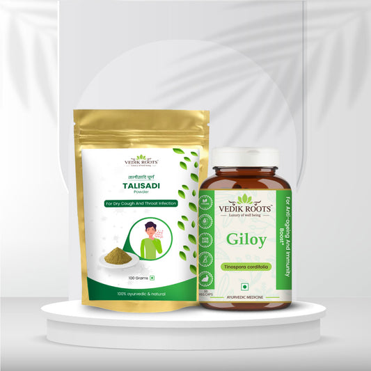 Cough, Cold, & Fever Management Kit: Giloy Capsules and Talisadi Powder Combo Kit