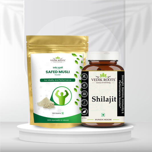 Stamina & Performance Booster Kit | Shilajit Capsules and Safed Musli Powder Combo Kit