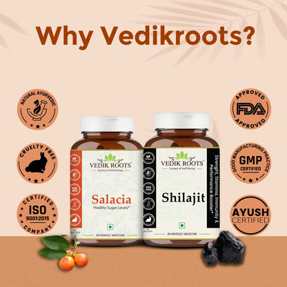 Diabetes Management Kit : Combo Pack of Shilajit & Salacia