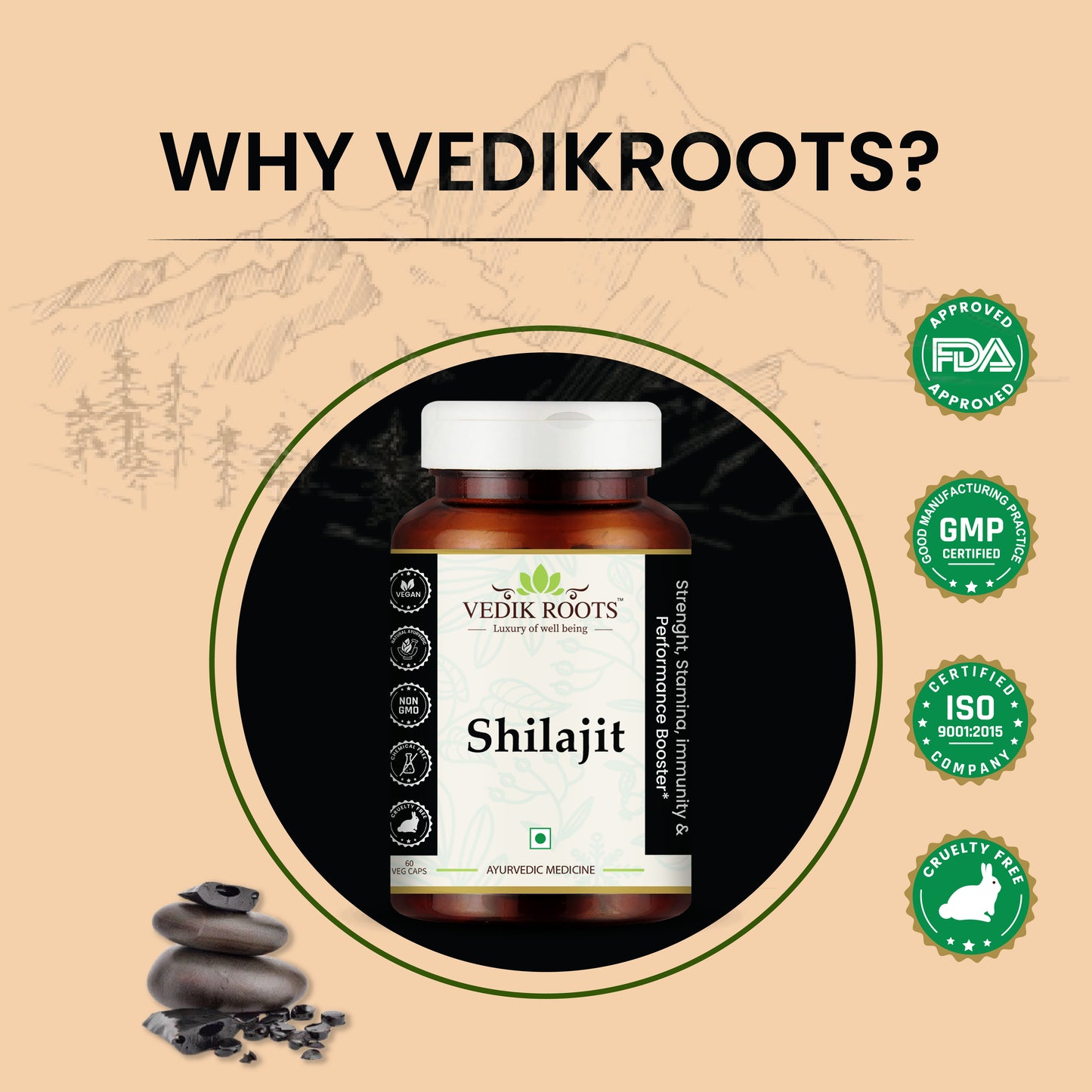 Reason why to choose Vedikroots Best shilajit capsule